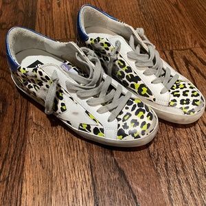 Golden Goose - size 36 - neon leopard and metallic blue